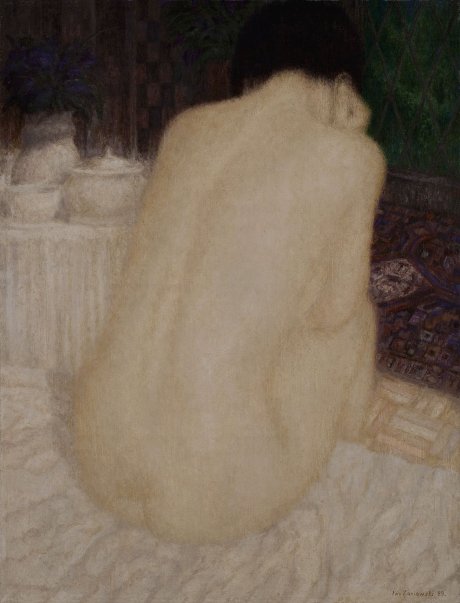 Woman Sitting on a Bed  Iwo Zaniewski